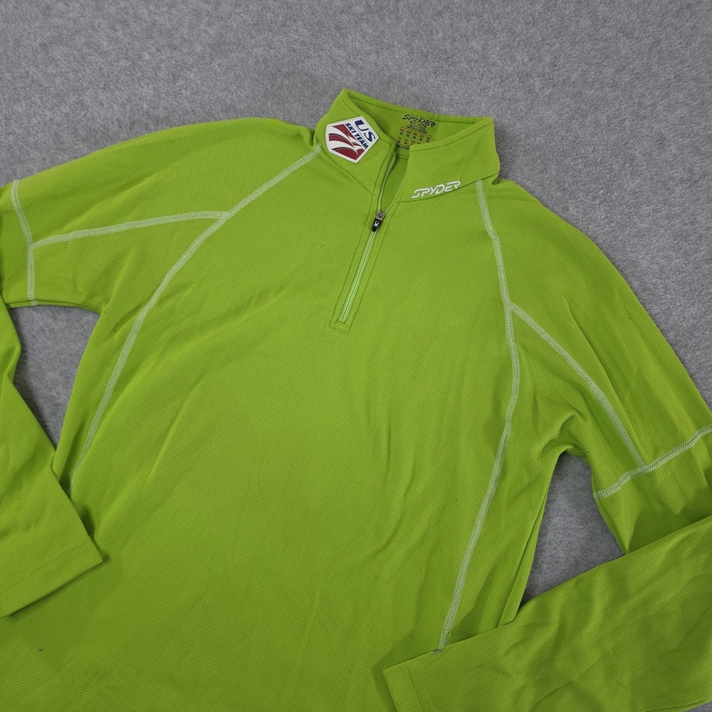 RARE US Ski team Spyder 1/4 Zip Pullover Women's Sz M (10) Base Layer Green USA